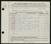 Entry card for Imhoff, Helen for the 1954 May Show.
