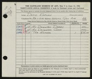 Entry card for Kaplan, David for the 1954 May Show.