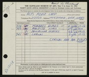 Entry card for Malone, Alys Lapp for the 1954 May Show.