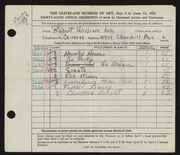 Entry card for Lee, Robert William for the 1954 May Show.