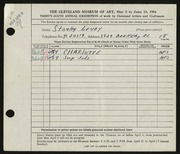 Entry card for Levey, Stanley for the 1954 May Show.