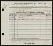 Entry card for Lipstreu, Roy E. for the 1954 May Show.
