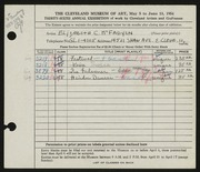 Entry card for McFadyen, Elizabeth C. for the 1954 May Show.
