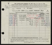 Entry card for McVey, Leza for the 1954 May Show.