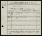 Entry card for Masterfield, Maxine for the 1954 May Show.