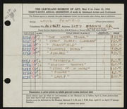 Entry card for Penfield, Louis A. for the 1954 May Show.