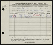 Entry card for Rossbach, Lois for the 1954 May Show.