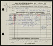 Entry card for Ward, William E. for the 1954 May Show.