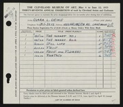 Entry card for Deike, Clara L. for the 1955 May Show.