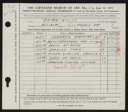 Entry card for Ellis, Dean W. for the 1955 May Show.