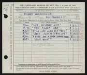 Entry card for Anuszkiewicz, Richard J. for the 1956 May Show.