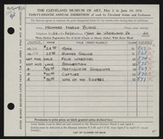 Entry card for Burns, Howard Marsh for the 1956 May Show.