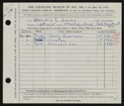 Entry card for Goslee, Marjorie Eileen Evans for the 1956 May Show.