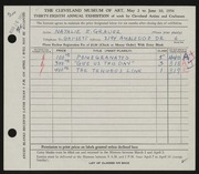 Entry card for Grauer, Natalie Eynon for the 1956 May Show.