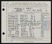 Entry card for Hykes, Sterling V. for the 1956 May Show.