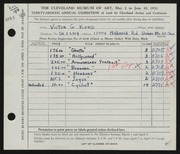 Entry card for Kord, Victor for the 1956 May Show.