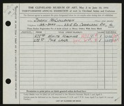 Entry card for McCullough, Joseph for the 1956 May Show.