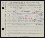 Entry card for Voglein, Nick for the 1956 May Show.