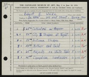 Entry card for Woide, Robert E. for the 1956 May Show.