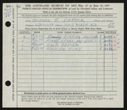 Entry card for Derrick, Michael Richard for the 1957 May Show.