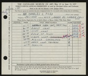 Entry card for Ford, Charles S. for the 1957 May Show.