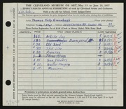 Entry card for Greenbank, Thomas Kelly for the 1957 May Show.