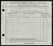 Entry card for Johnson, James O. for the 1957 May Show.