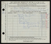 Entry card for Mitchell, Rose for the 1957 May Show.