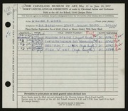 Entry card for Ward, William E. for the 1957 May Show.