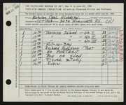 Entry card for Hlobeczy, Nicholas for the 1958 May Show.