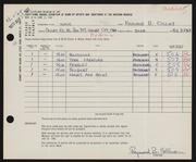 Entry card for Collins, Raymond B. for the 1961 May Show.