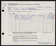 Entry card for Rice, Robert J. for the 1962 May Show.