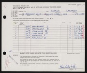 Entry card for Lakofsky, Charles  for the 1963 May Show.