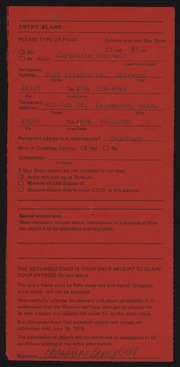 Entry card for Campbell, Christine  for the 1975 May Show.