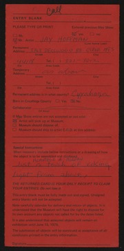 Entry card for Hoffman, Jay Ronald for the 1975 May Show.