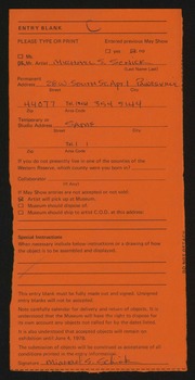 Entry card for Schick, Michael S. for the 1978 May Show.