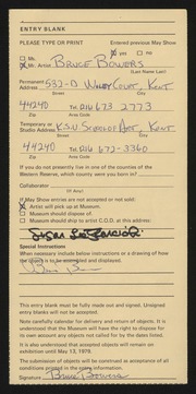 Entry card for Bowers, Bruce Walter for the 1979 May Show.