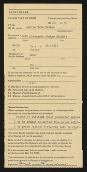 Entry card for Felber, Andrew Tobe for the 1979 May Show.
