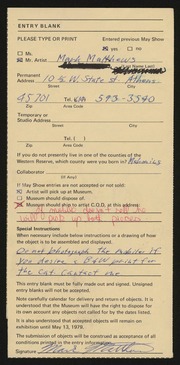 Entry card for Matthews, Mark for the 1979 May Show.