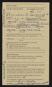 Entry card for Glascock, John S., II for the 1983 May Show.