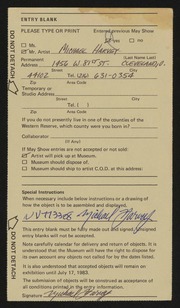 Entry card for Harvey, Michael Patrick for the 1983 May Show.