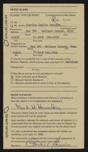 Entry card for Herndon, Charles Laylin for the 1983 May Show.