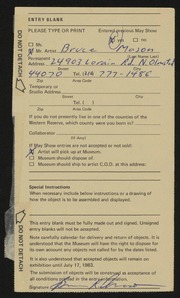 Entry card for Mason, Bruce for the 1983 May Show.