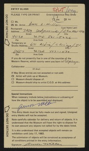 Entry card for Miller, Amos L. for the 1983 May Show.