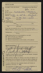 Entry card for Sudduth, Mark for the 1983 May Show.