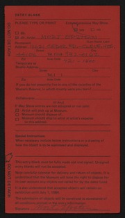 Entry card for Epstein, Morton for the 1984 May Show.