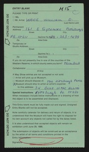 Entry card for Wade, William D. for the 1986 May Show.