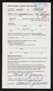 Entry card for Johnson, Mark D. for the 1987 May Show.