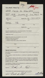 Entry card for Nelson, Fred A. for the 1988 May Show.
