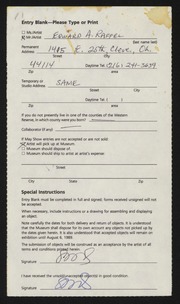Entry card for Raffel, Edward A. for the 1989 May Show.